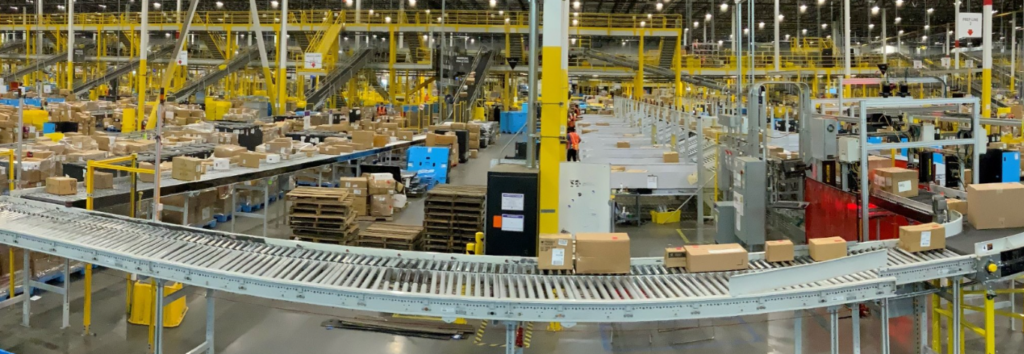 A conveyor belt in a factory